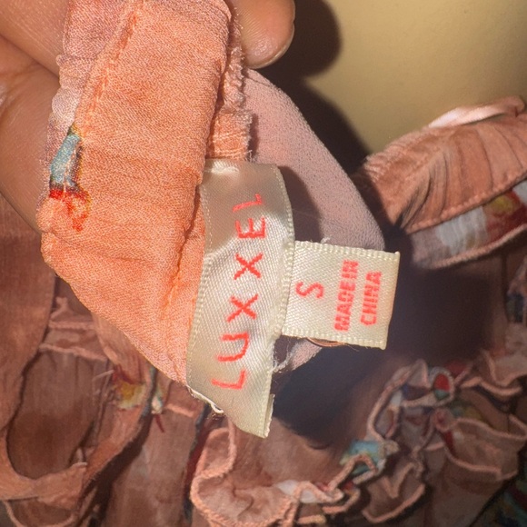 Luxxel Floral Ruffle Dress in Peach and Multicolor - Picture 8 of 8